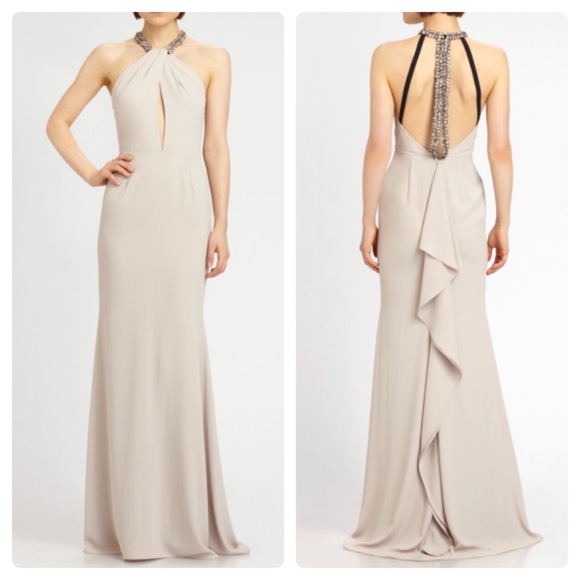 BCBGMAXAZRIA Sarah Open Front & Back Bead Embellished Evening Formal Gown Dress - Picture 1 of 8